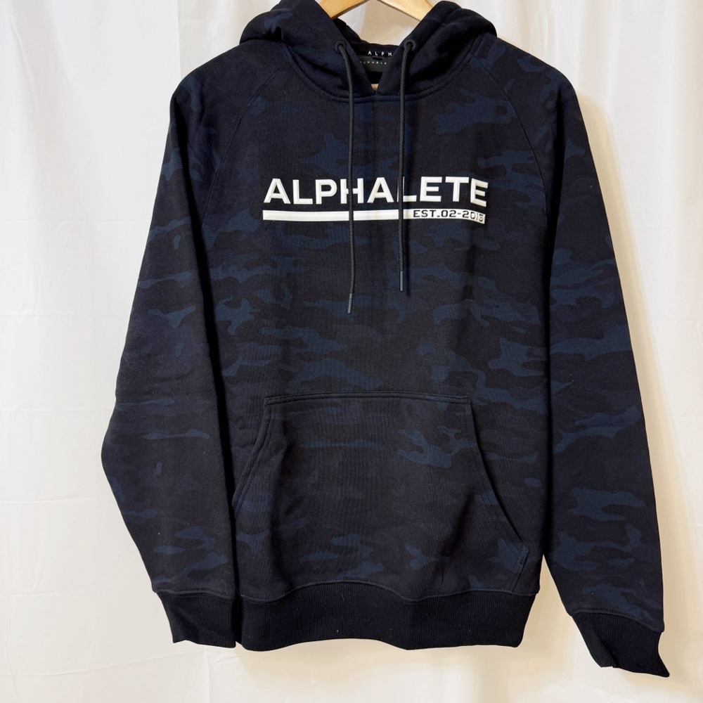 Alphalete Camo Hoodie Black & Blue Small